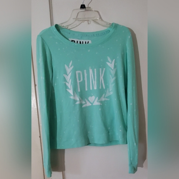 Victorias Secret size S/P mint green distressed longsleeve shirt - Picture 1 of 6